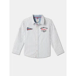 R&B Boys Vertical Striped Spread Collar Long Sleeves Cotton Casual Shirt-picture-21