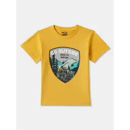 R&B Boys Yellow Cotton Graphic Print T-Shirt-picture-29