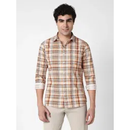 R&B Brown Cotton Regular Fit Checks Shirt-picture-26