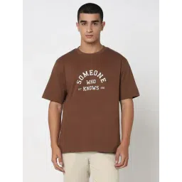 R&B Brown Cotton Relaxed Fit Printed T-Shirt-picture-14