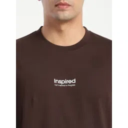 R&B Brown Cotton Relaxed Fit Printed T-Shirt image 4