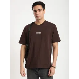R&B Brown Cotton Relaxed Fit Printed T-Shirt image 3