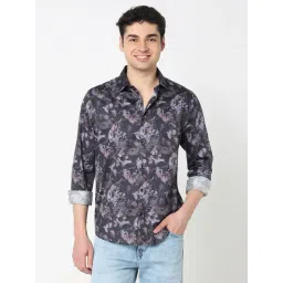 R&B Charcoal Cotton Regular Fit Abstract Shirt-picture-19