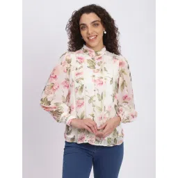 R&B Cream Polyester Floral Print Top-picture-31