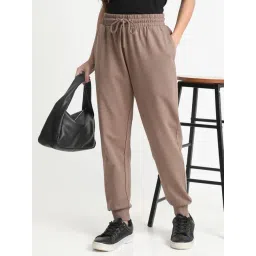 R&B Dark Brown Cotton Regular Fit Mid Rise Joggers-picture-39