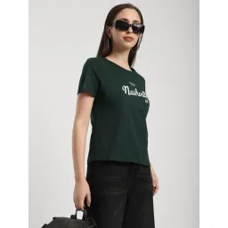 R&B Dark Green Cotton Graphic Print Regular Fit T-Shirt-picture-14