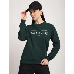 R&B Dark Green Regular Fit Cotton Graphic Print Sweatshirt-picture-15