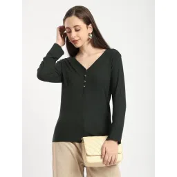 R&B Dark Green Viscose Regular Fit Top-picture-18