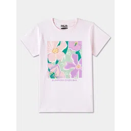 R&B Girls Floral Printed Round Neck Cotton T-shirt-picture-23