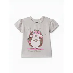 R&B Girls Graphic Printed Round Neck Cotton T-shirt-picture-28