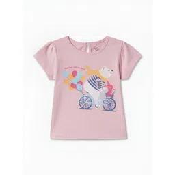 R&B Girls Graphic Printed Round Neck Cotton T-shirt-picture-42