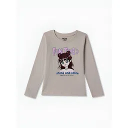 R&B Girls Graphic Printed Round Neck Cotton T-shirt-picture-35