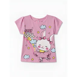 R&B Girls Graphic Printed Round Neck Cotton T-shirt-picture-12