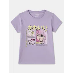 R&B Girls Graphic Printed Round Neck Cotton T-shirt-picture-44
