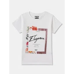 R&B Girls Graphic Printed Round Neck Cotton T-shirt-picture-19