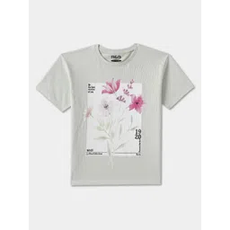 R&B Girls Graphic Printed Round Neck Cotton T-shirt-picture-31