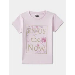 R&B Girls Graphic Printed Round Neck Cotton T-shirt-picture-22