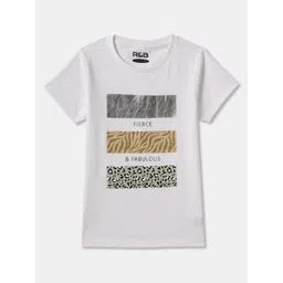 R&B Girls Graphic Printed Round Neck Cotton T-shirt-picture-20