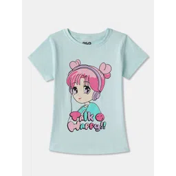 R&B Girls Graphic Printed Round Neck Cotton T-shirt-picture-29