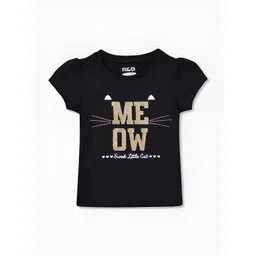 R&B Girls Graphic Printed Round Neck Cotton T-shirt-picture-10