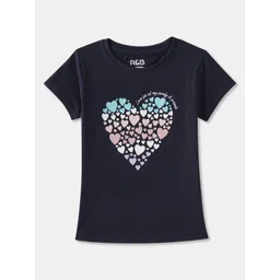 R&B Girls Graphic Printed Round Neck Cotton T-shirt-picture-40