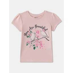 R&B Girls Graphic Printed Round Neck Cotton T-shirt-picture-26