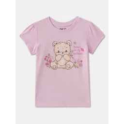 R&B Girls Graphic Printed Round Neck Cotton T-shirt-picture-27