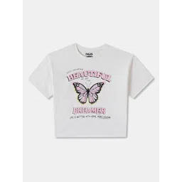 R&B Girls Graphic Printed Round Neck Cotton T-shirt-picture-33