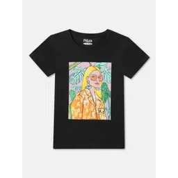 R&B Girls Graphic Printed Round Neck Regular Sleeves Cotton T-shirt-picture-13