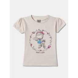 R&B Girls Graphic Printed Round Neck Short Sleeves Cotton Regular T-shirt-picture-10