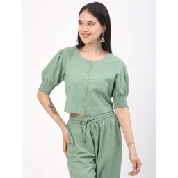 R&B Green Cotton Regular Fit Top-picture-13