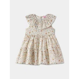 R&B Kids Beige Floral Regular Fit Dress-picture-43
