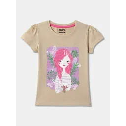 R&B Kids Beige Graphic Print Regular Fit T-Shirt-picture-45