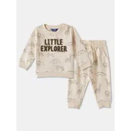 R&B Kids Beige Printed Relaxed Fit Sweatshirt & Joggers Set-picture-39