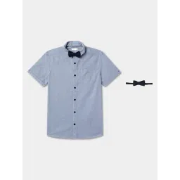 R&B Kids Blue Regular Fit Shirt with Bow Tie-picture-41