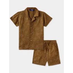 R&B Kids Brown Printed Regular Fit Shirt & Shorts Set-picture-26