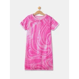 R&B Kids Hot Pink Sequins Regular Fit Dress-picture-32