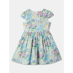 R&B Kids Ivory Floral Print Regular Fit Dress-picture-17