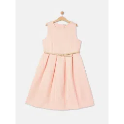 R&B Kids Light Pink Shimmer Regular Fit Dress with Belt-picture-44