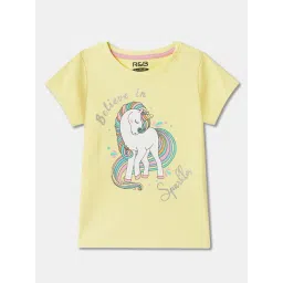 R&B Kids Light Yellow Graphic Print Short Sleeves Regular Fit Regular Fit T-Shirt-picture-38