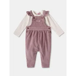 R&B Kids Mauve Embroidery Regular Fit Dungaree-picture-28