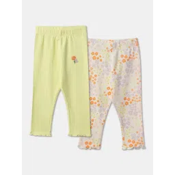 R&B Kids Multicolor Floral Print Fitted Leggings (Pack of 2)-picture-35