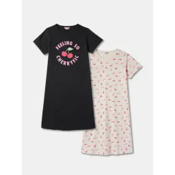 R&B Kids Multicolor Graphic Print Regular Fit Night Dress (Pack of 2)-picture-36