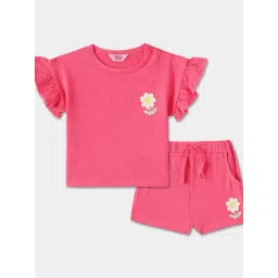 R&B Kids Pink Embroidery Regular Fit Top & Shorts Set-picture-47