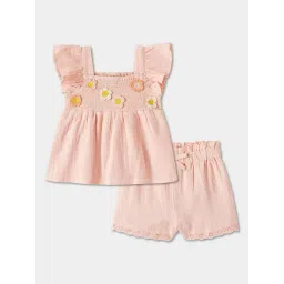 R&B Kids Pink Embroidery Regular Fit Top & Shorts Set-picture-43