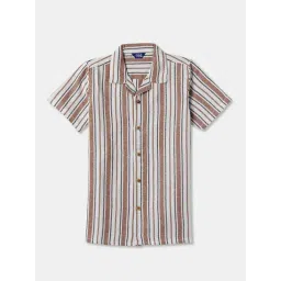 R&B Kids Rust & White Striped Regular Fit Shirt-picture-28