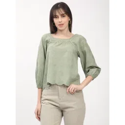 R&B Light Green Cotton Regular Fit Top-picture-25