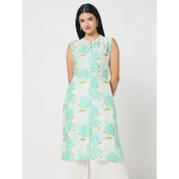 R&B Light Green Polyester Floral Print Kurta-picture-18