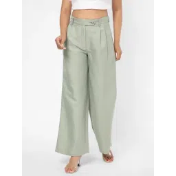 R&B Light Green Polyester Regular Fit High Rise Palazzos-picture-20