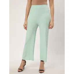 R&B Light Green Viscose Relaxed Fit High Rise Trousers-picture-30